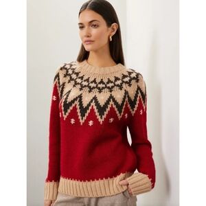 NWT Polo Ralph Lauren red wool and alpaca blend Fair Isle sweater